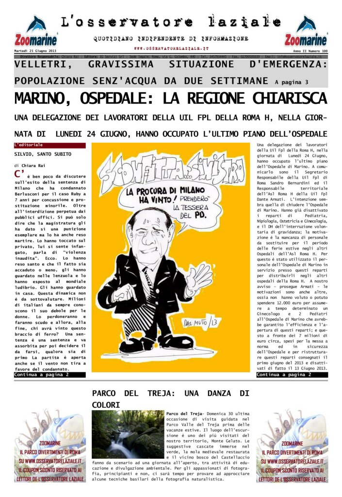 L'osservatore d'Italia edizione del 25 Giugno 2013